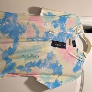 Ralph Lauren Polo women lounge wear tie dyed hooded dress with pockets NWT